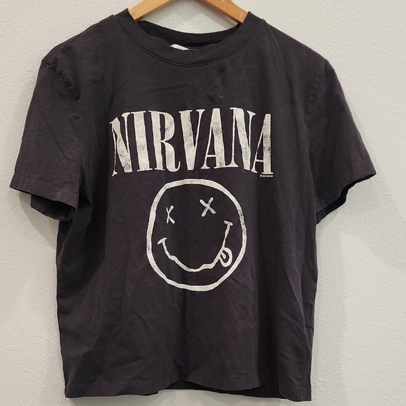 H&M Nirvana Crop Top with Vintage Band Design - Picture 1 of 4